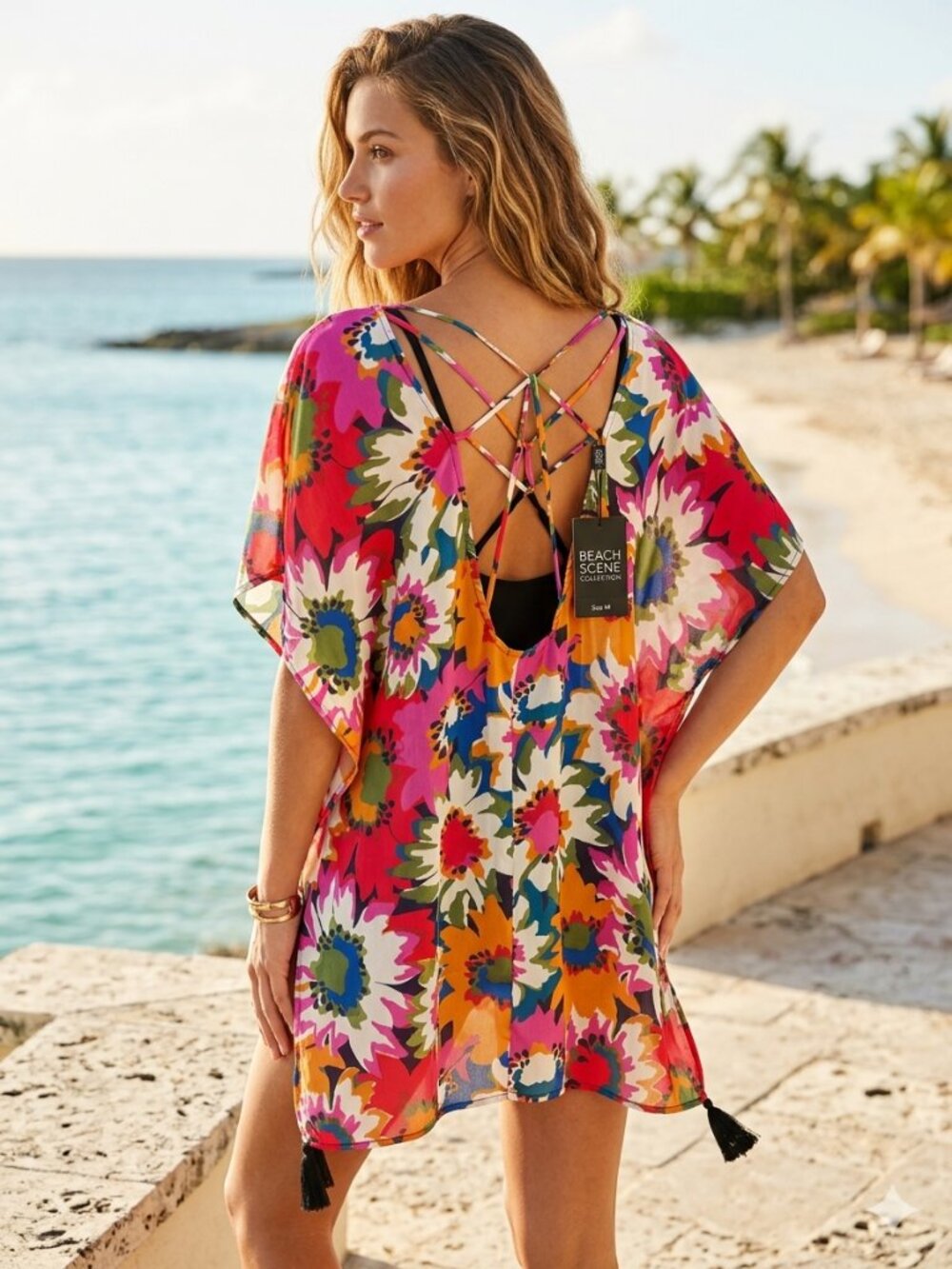 NWT Beach Scene Collection Floral Kaftan Cover-Up